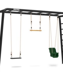 BERG Playbase  Klettergerüst "L" mit Reckstange, 1 x Leiter Babysitz, Gummischaukel,Trapez--