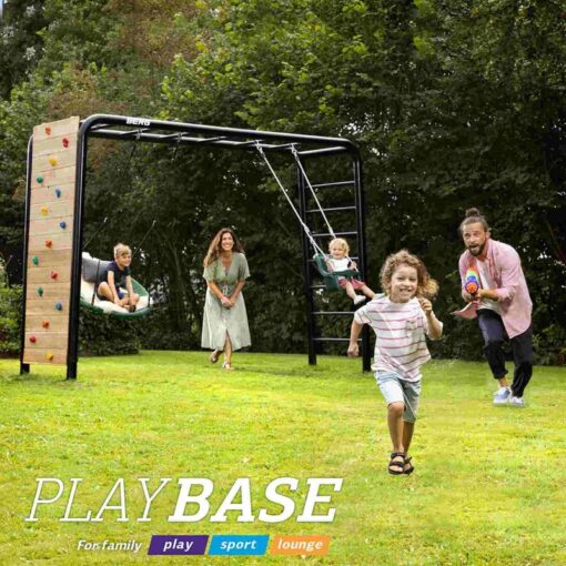 BERG Playbase Klettergerüst "L "mit 1 x Leiter,Ringe, Holztellerschaukel Kletterwand  22.41.03.00 * – Bild 4