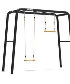 BERG Playbase Klettergerüst "M" mit 2 Reckstangen, Holzschaukel & Trapez 22.21.00.00 *